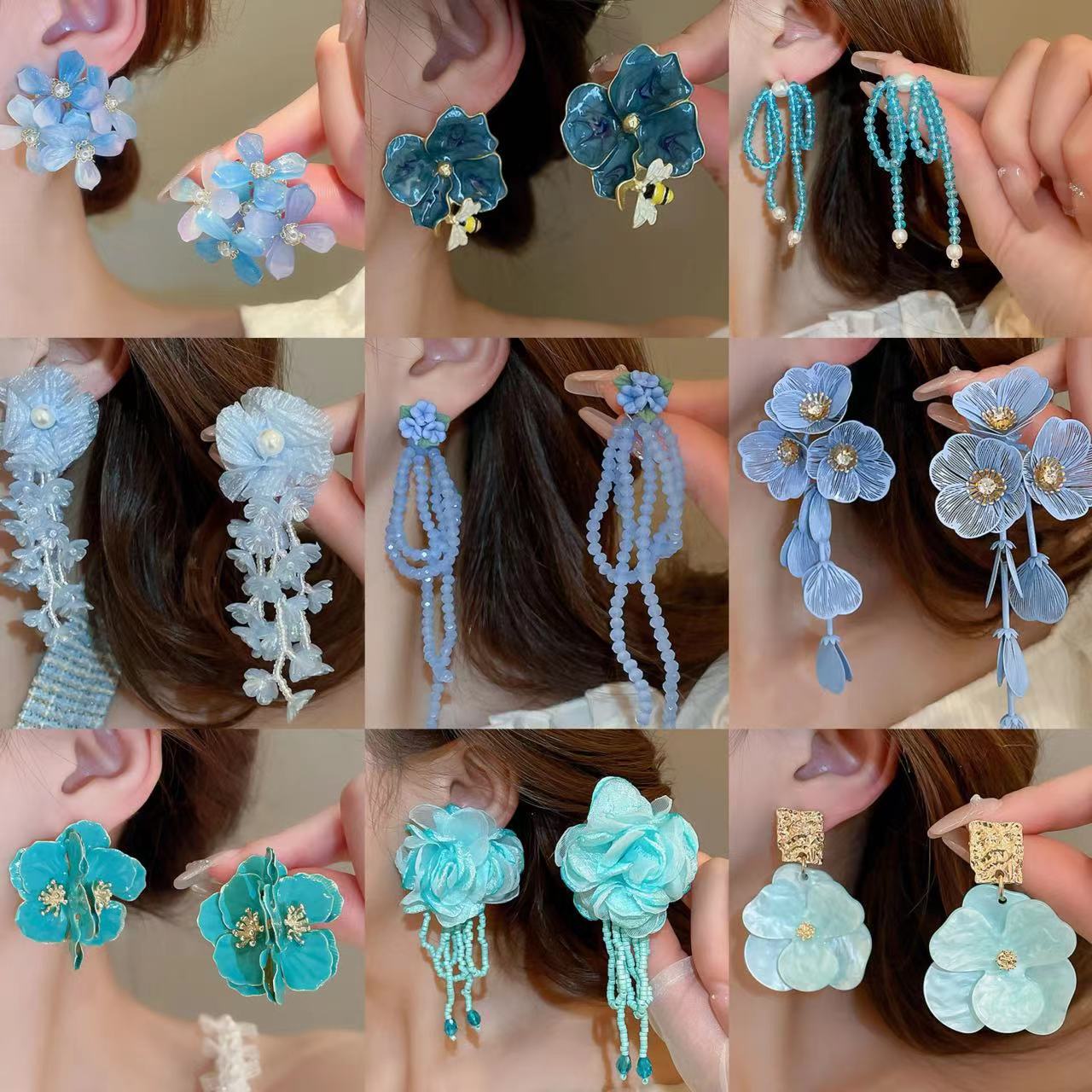 Needle Blue Butterfly Drop Oil Diamond Artistic Temperamental Affordable Earrings