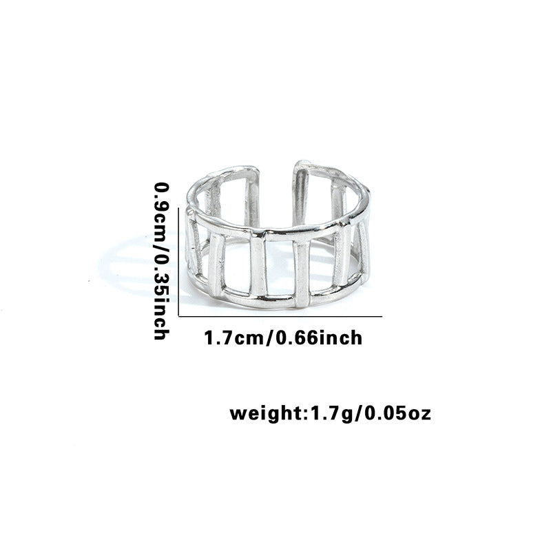 Minority Flower V-shaped Design Irregular Geometric Hollow Rings
