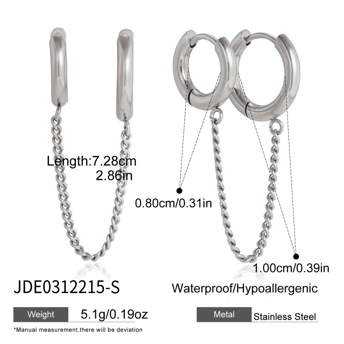 Double Tassel Stainless Steel Classic Simple Personality High Earrings