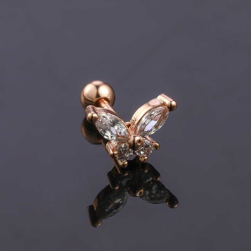 Men's Steel Piercing Ornaments Fashion Simple Butterfly Inlaid Earrings
