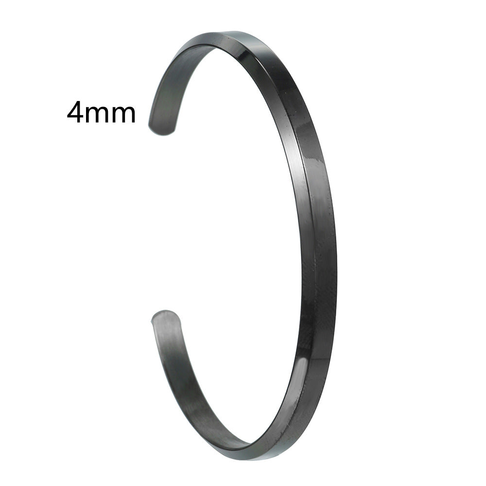 Men's Fashion Simple Titanium Steel Gold Plated Shaped Open Bracelets