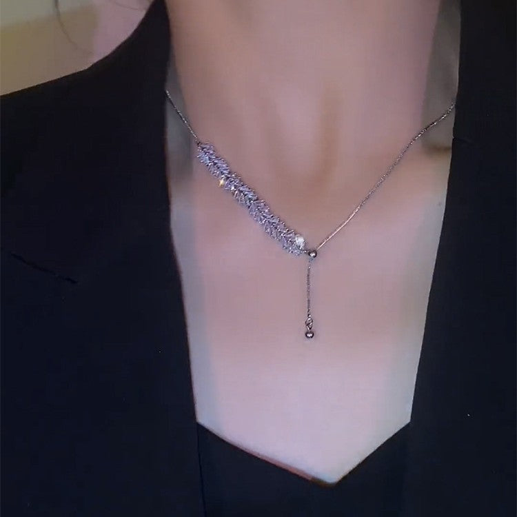 Women's Niche Design Crystal Wheat For Simple Graceful Cold Style Clavicle Necklace