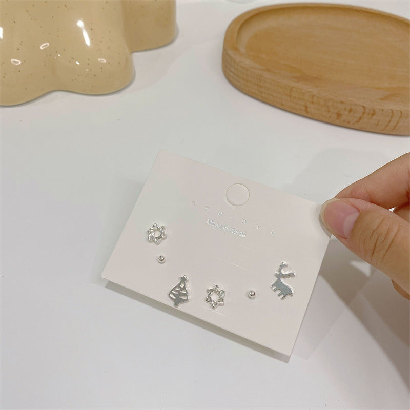 Needle Simple Female Petite Suit Combination Mini Earrings