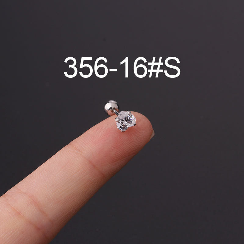 Twist Ball Ear Bone Piercing Zircon Earrings