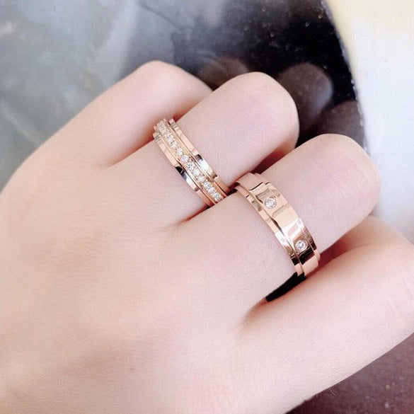 Women's & Men's Sier Color Single Diamond Seven Small One Circle Rings