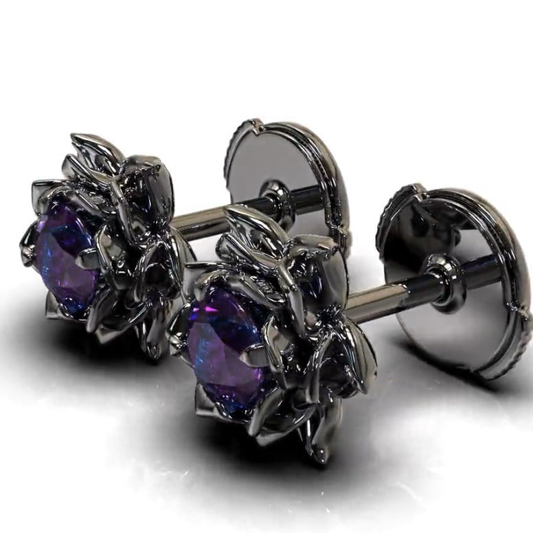 Women's Alloy Inlaid Colorful Zircon Trendy Stud Earrings