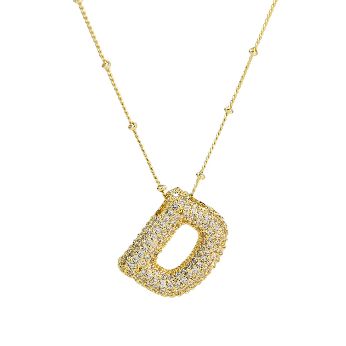Women's Brass Zircon Bubble Balloon Letter Chubby Necklaces