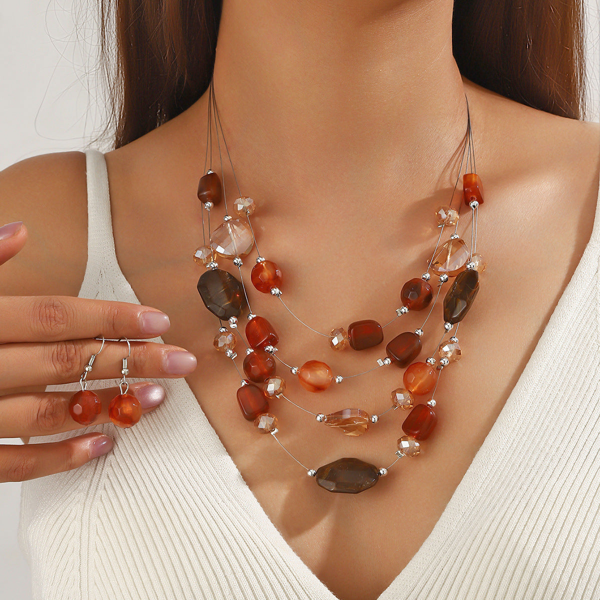 Colorful Beaded Turquoise Fashion Elegant High-grade Jewelry Set