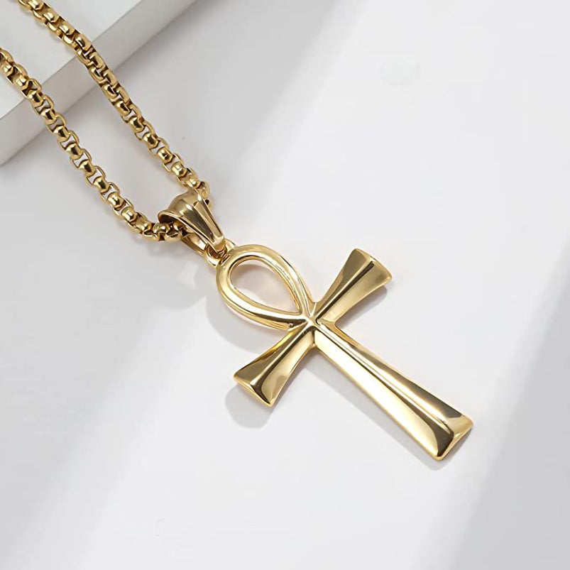 Men's Couple Titanium Steel Cross Solid Hipster Necklaces