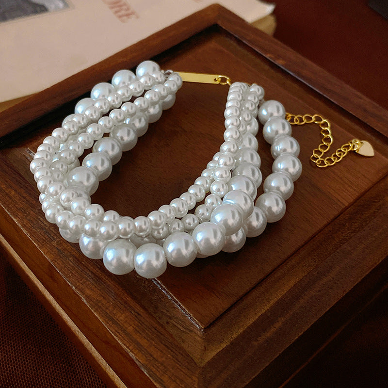 Four Rows Imitation Pearl French Retro Fashion Elegance Necklaces