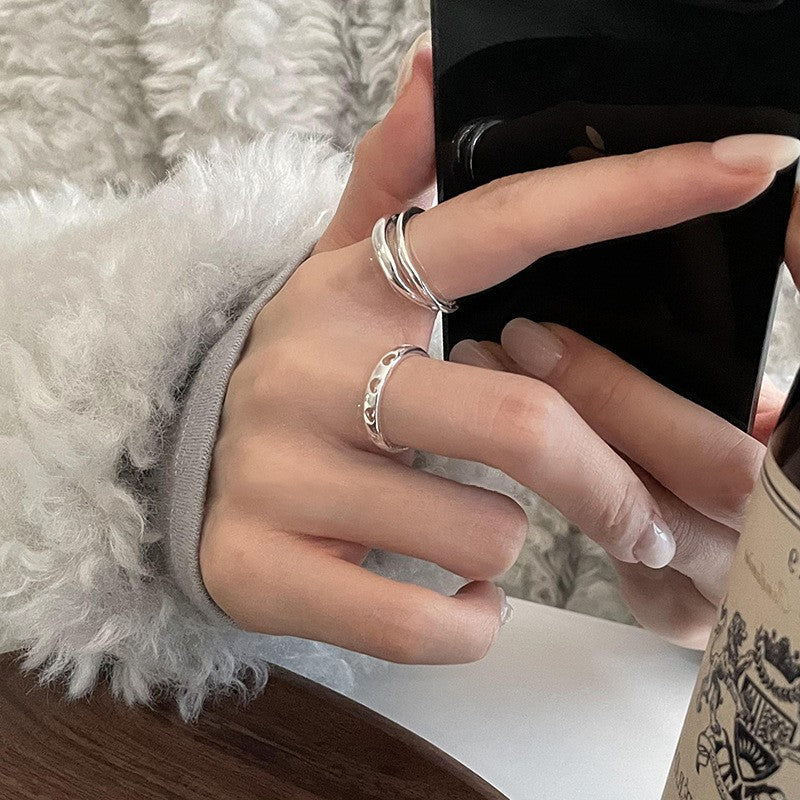 Women's Korean Niche Design Hollow Out Heart Shaped Rings