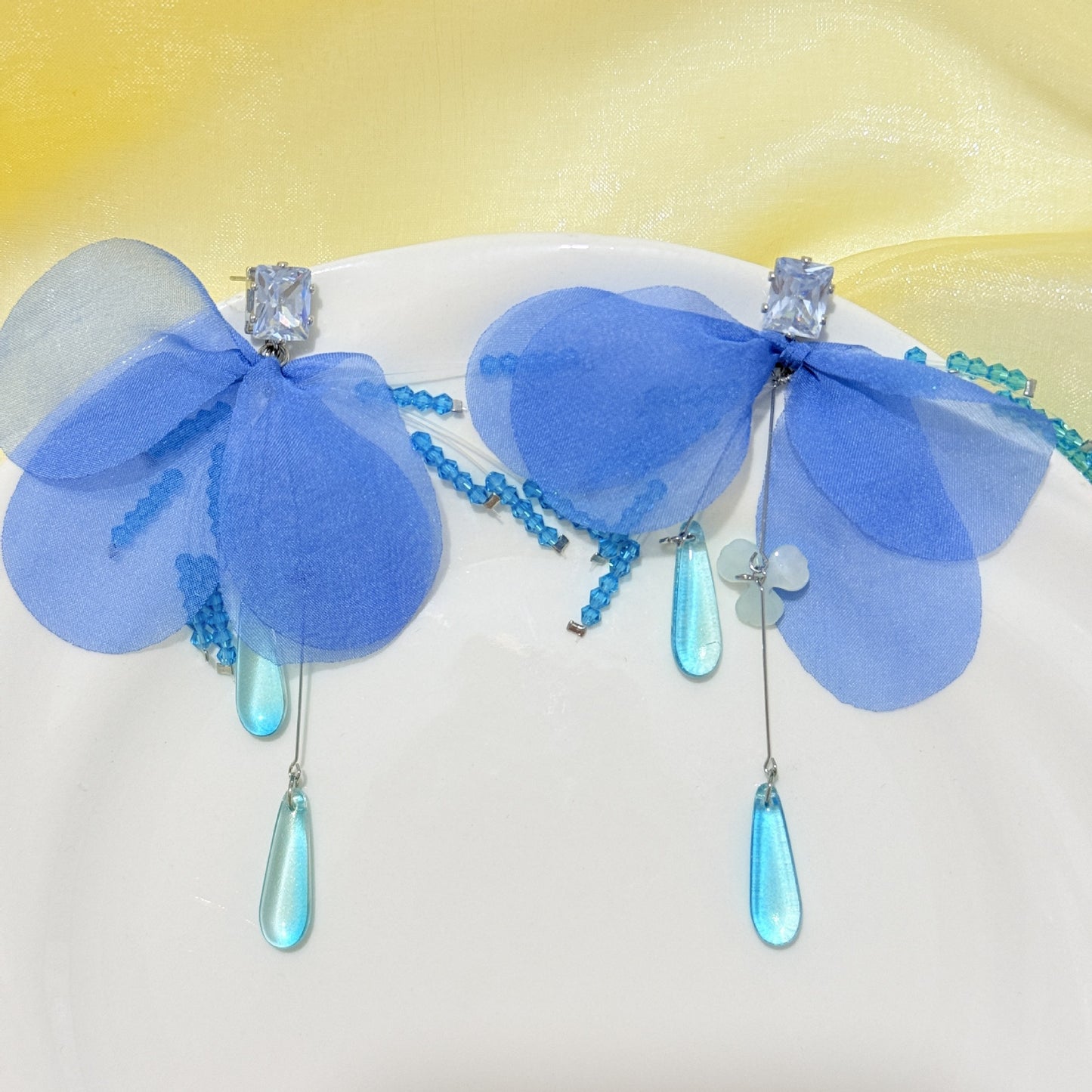 Zircon Crystal Flowers Summer Seaside Vacation Style Super Fairy Beautiful Earrings