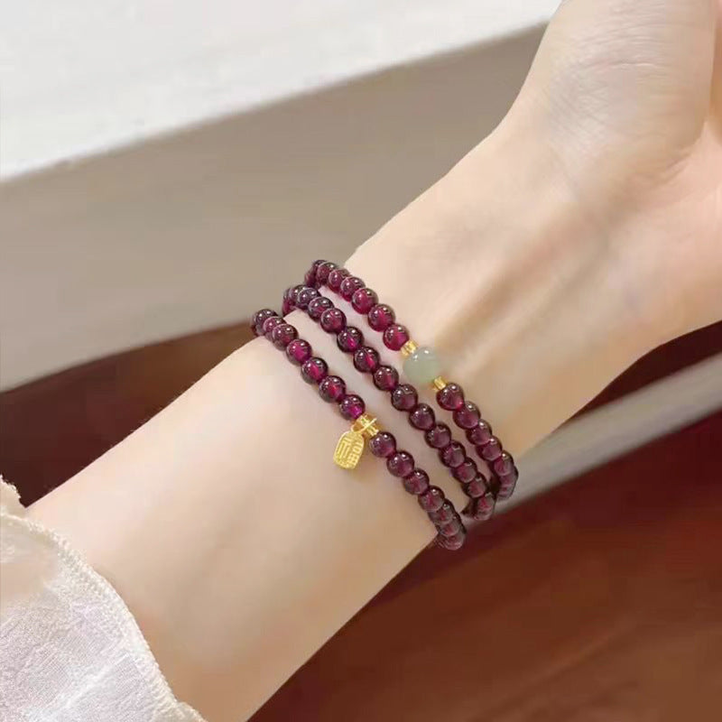 Wine Red Real Garnet Female Strawberry Bracelets