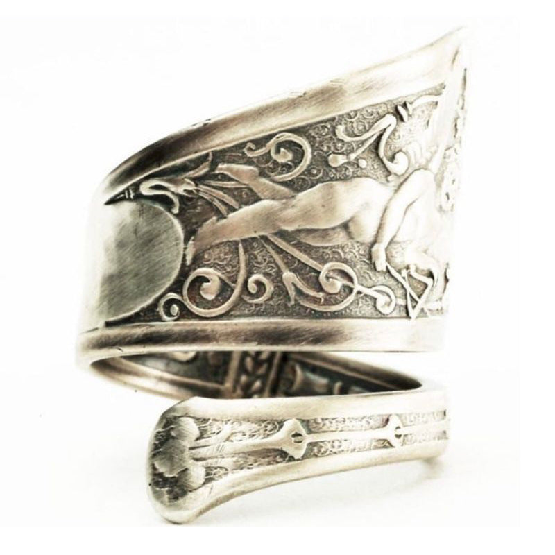 Vintage Thai Sier Spoon Angel Cupid Music Ring