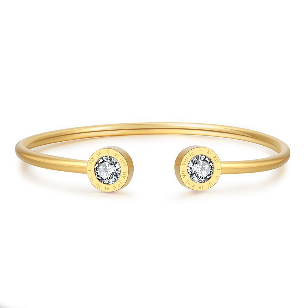Men's Fashion Simple Titanium Steel Gold Plated Shaped Open Bracelets
