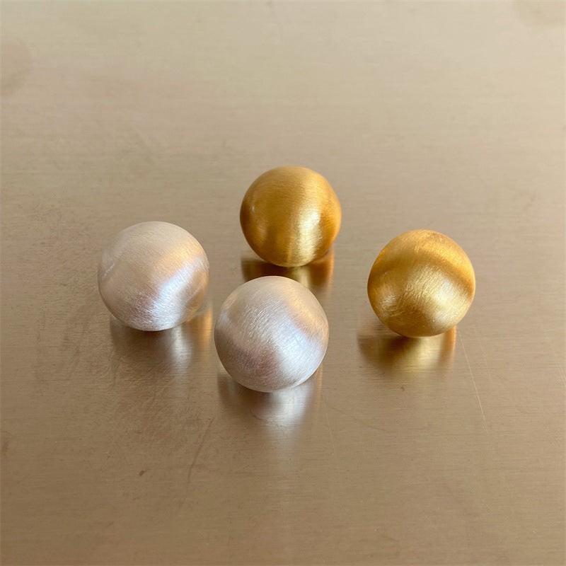 Handmade Brushed Copper Gold-plated Sier Needle High Stud Earrings