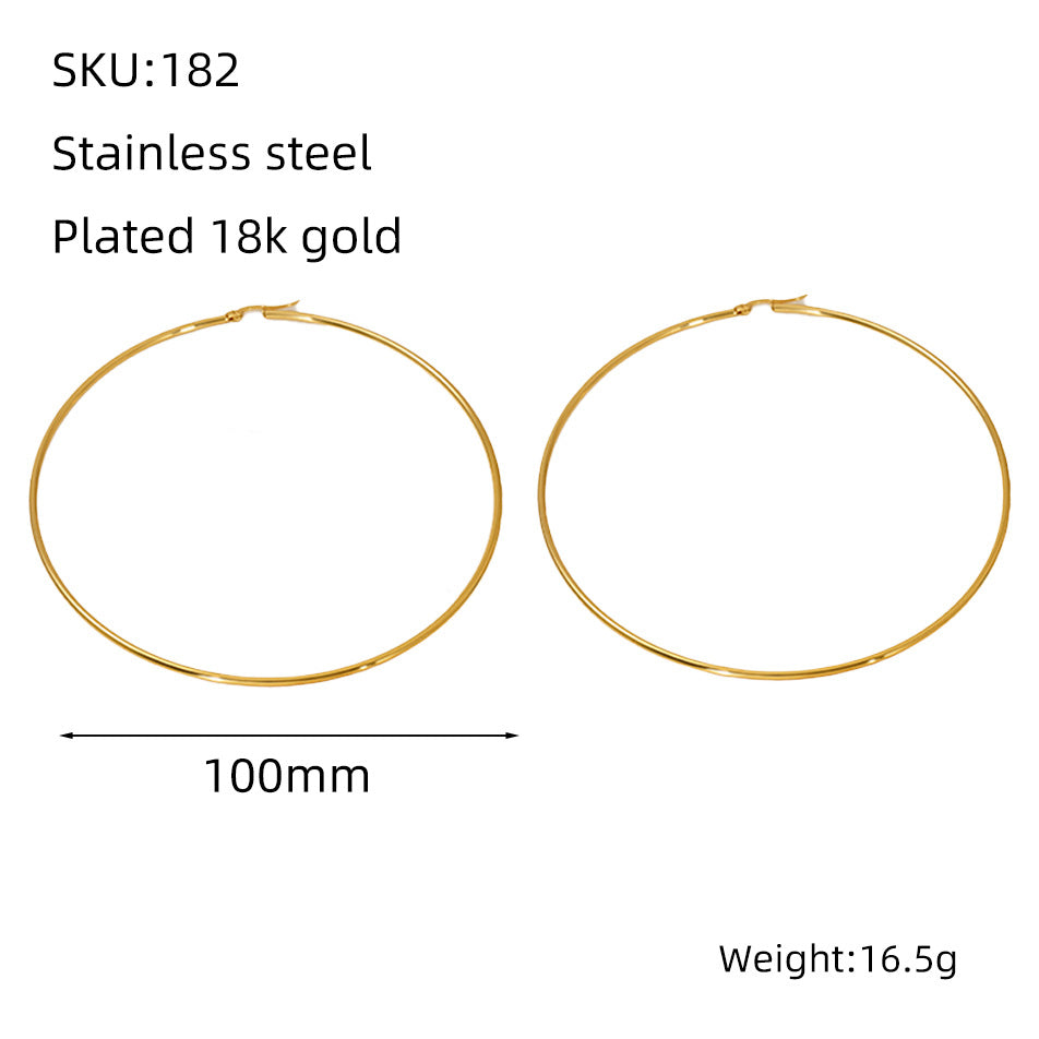 Women's Stainless Steel Round Coil Buckle Plated Fashionable Simple Ear Line