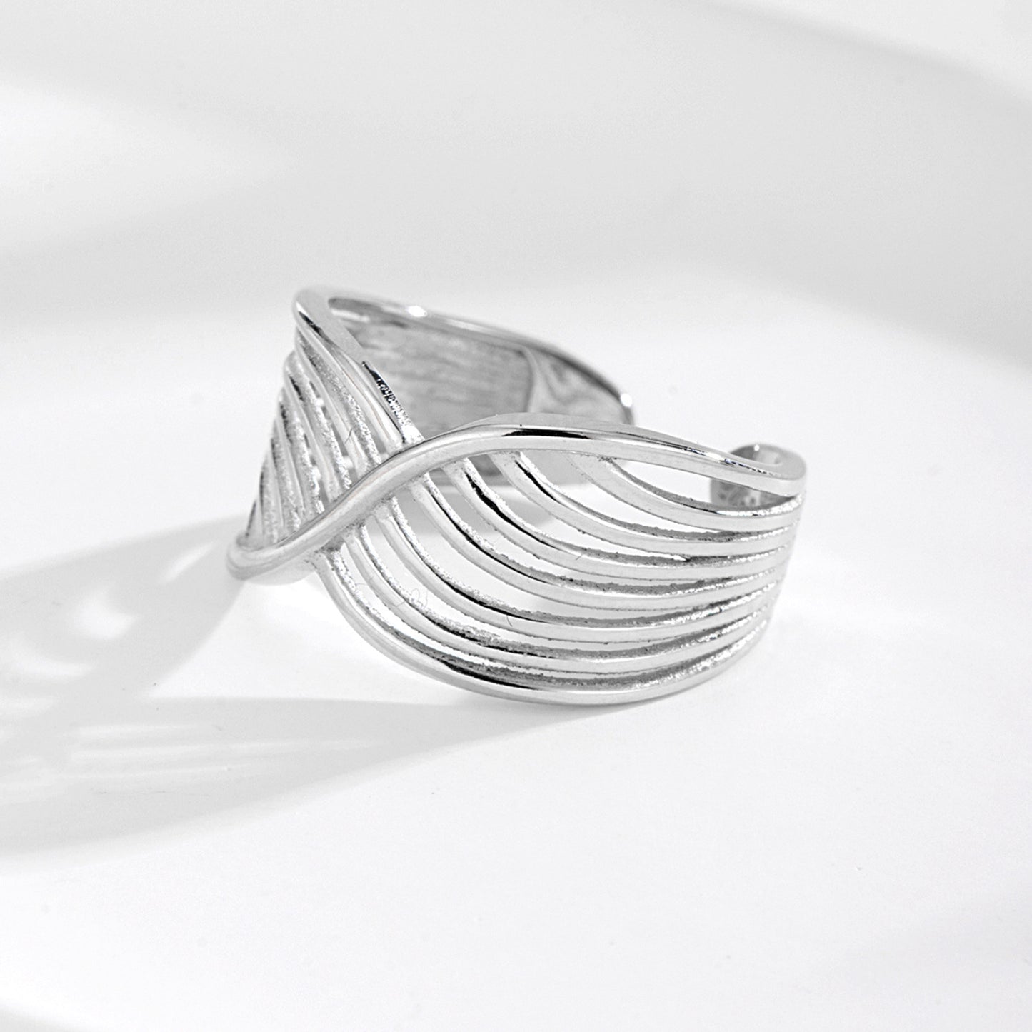 Style Wave Sterling Sier Bird's Nest Line Rings