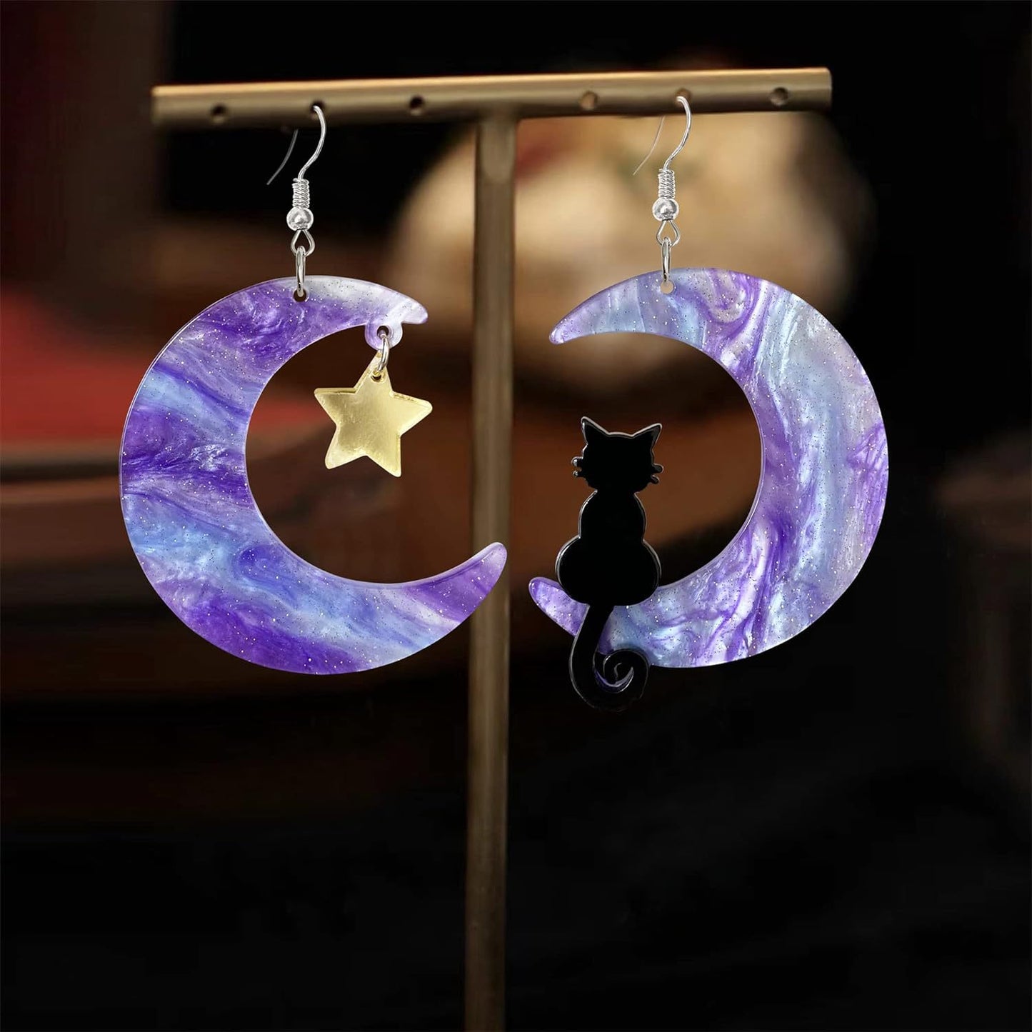 White Moon Cat Personalized Creative Halloween Earrings