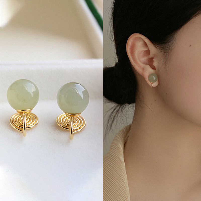 Jade Light Luxury High-grade Ear Clip Mosquito Earrings