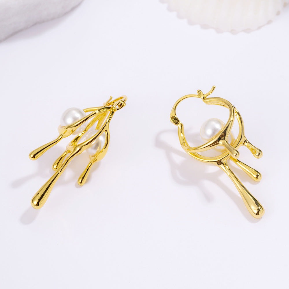 Women's Camellia Imitation Pearl Chinese Style Niche Earrings