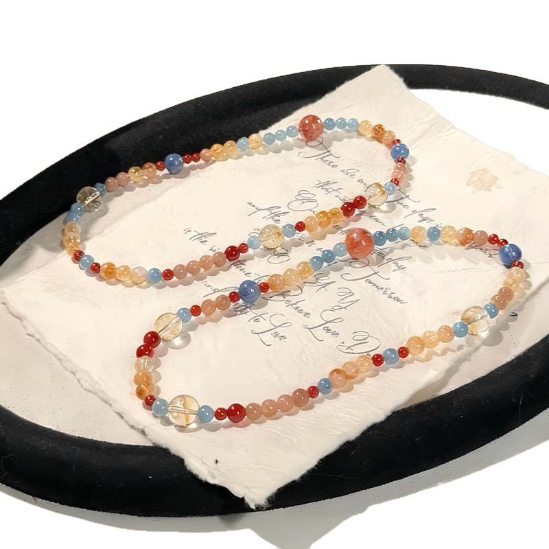 Style Natural Yellow Tower Crystal Red Sealant Flower Good-looking White Bracelet