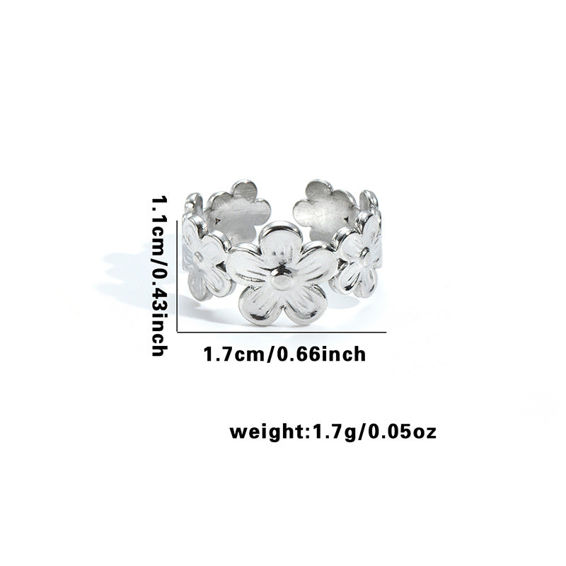 Minority Flower V-shaped Design Irregular Geometric Hollow Rings