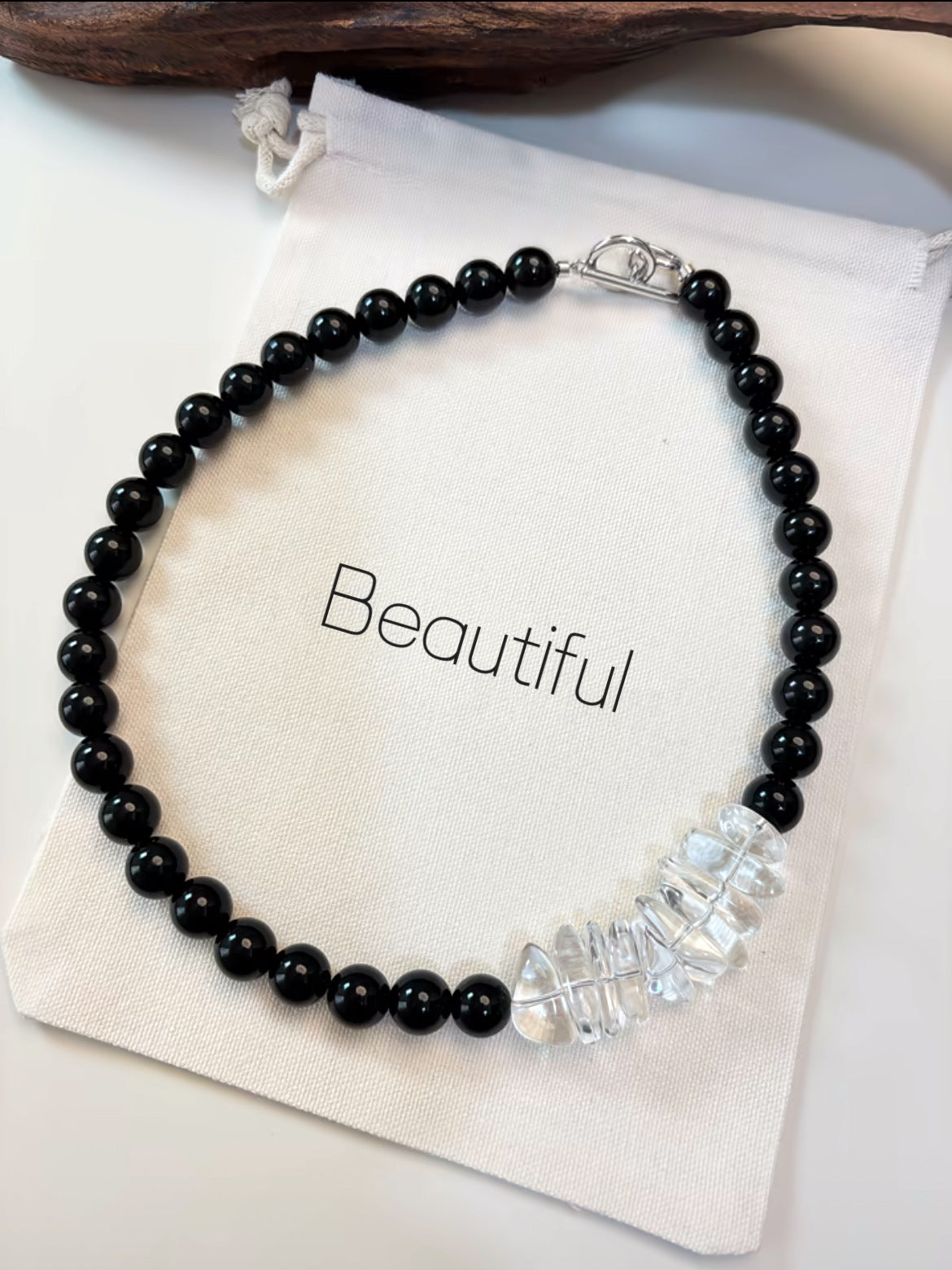 Black Agate Beaded Light Luxury Simplicity Personality Natural Stone Clavicle Necklaces