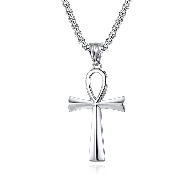 Men's Couple Titanium Steel Cross Solid Hipster Necklaces