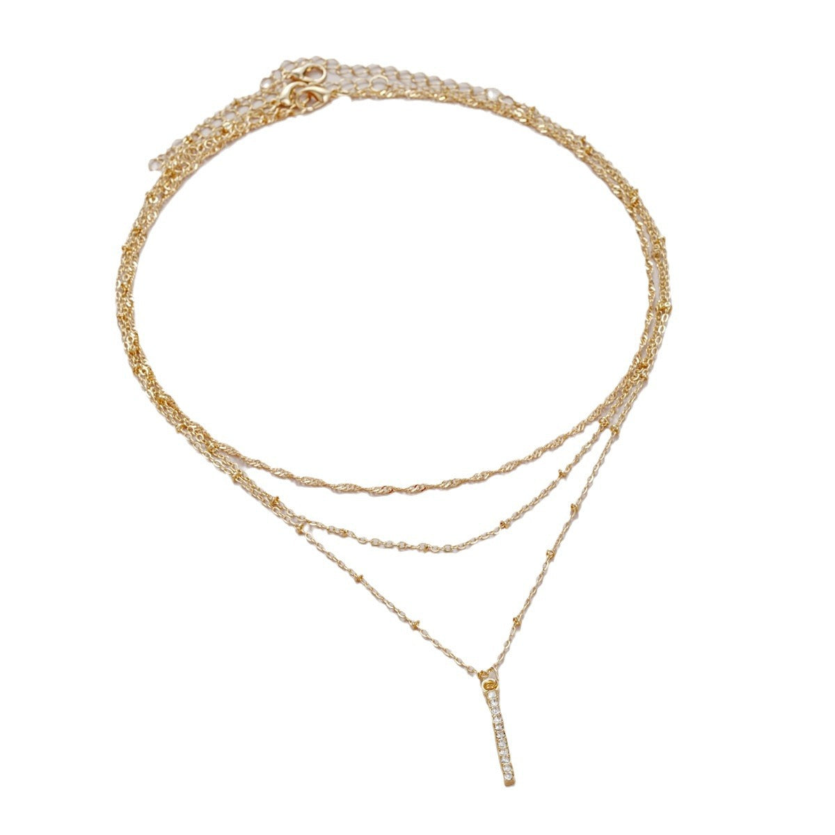 Women's Twin Diamond Small Vertical Stripes Clavicle Pendants