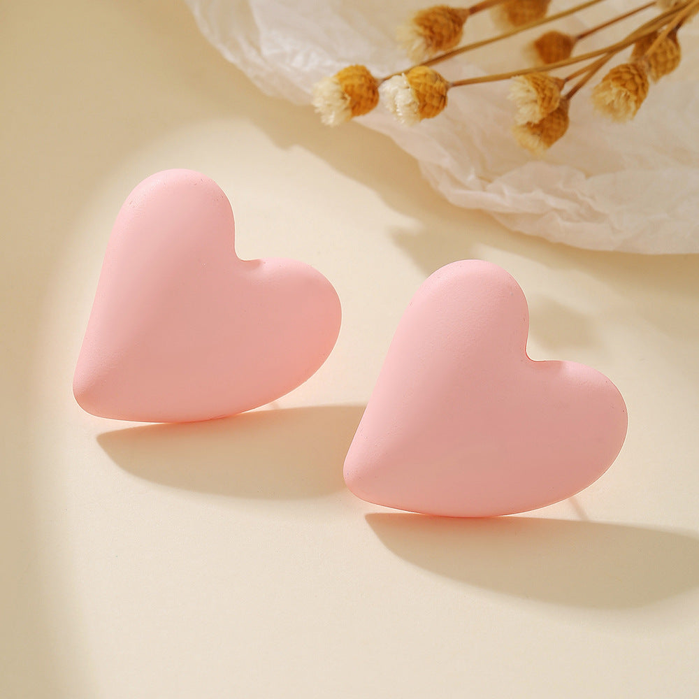Women's Color Crooked Love Heart Casual Sweet Earrings