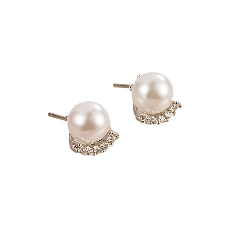 Exquisite Micro Inlaid Zircon Pearl Temperament Earrings