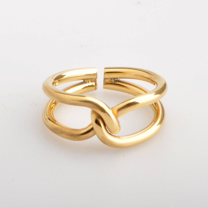 Women's & Men's Open Adjustable Knotted Titanium Steel Simple Rings