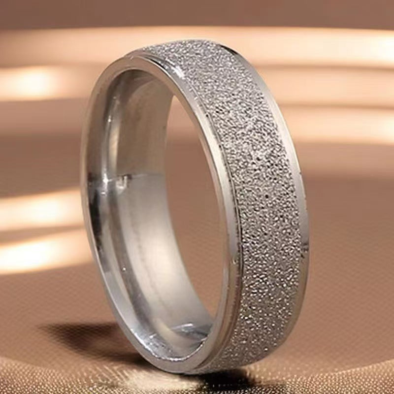 Stainless Steel Female Simple Cool Little Finger Titanium Frosted Ring