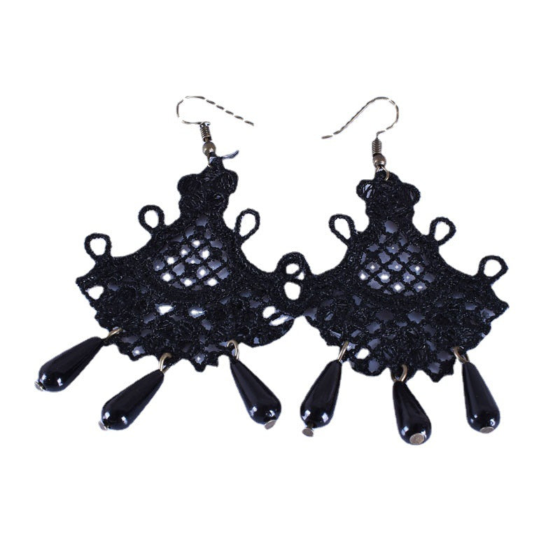 Women's Vintage Fashion Baroque Crystal Eardrops Black Earrings