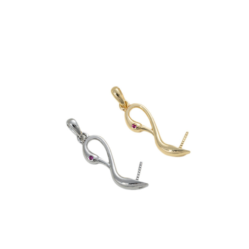 Color Retention Gilded Swan Head Stick Baroque Pearl Pendants
