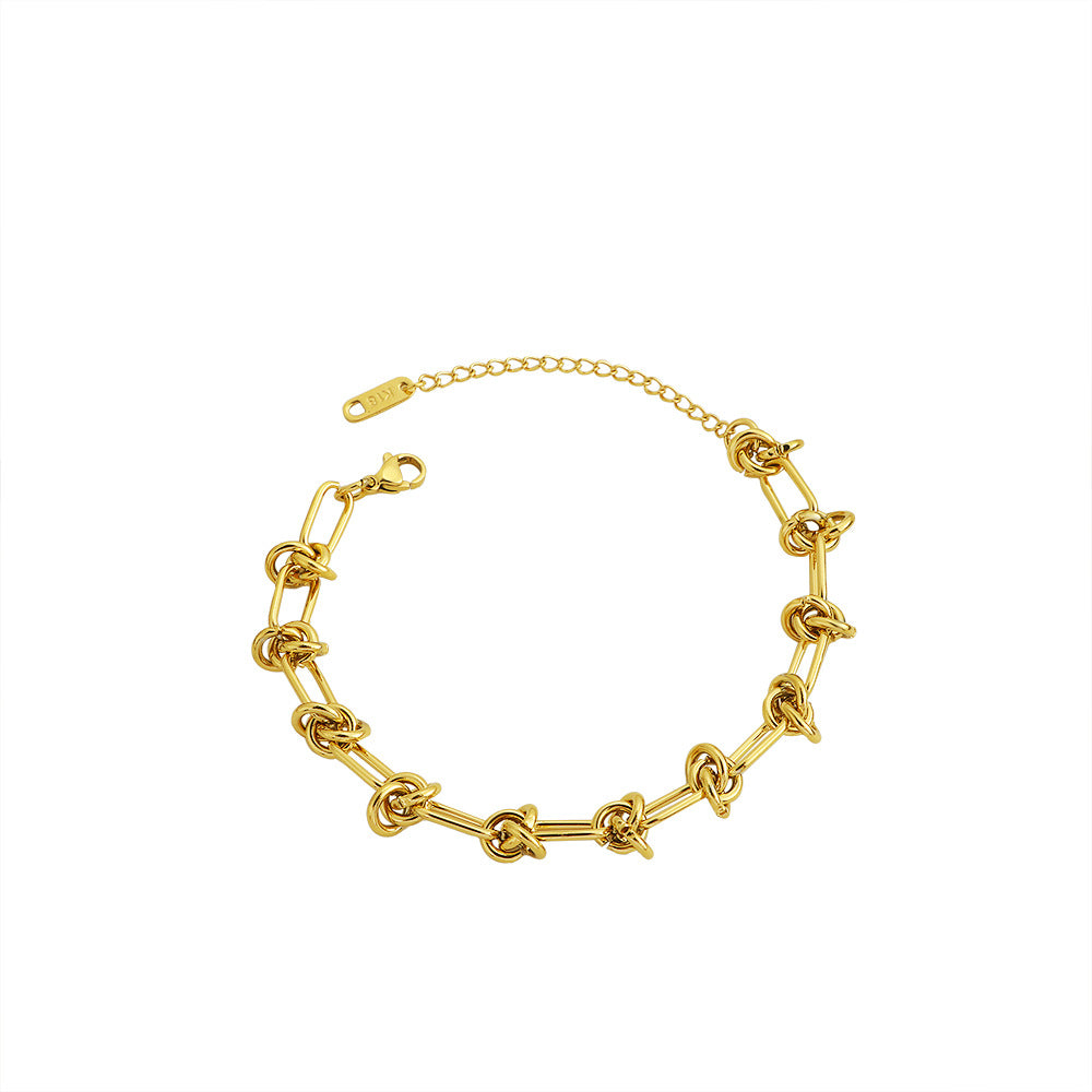 Women's & Men's Titanium Steel Knotted Simple Exaggerated Punk Chain Pure Bracelets