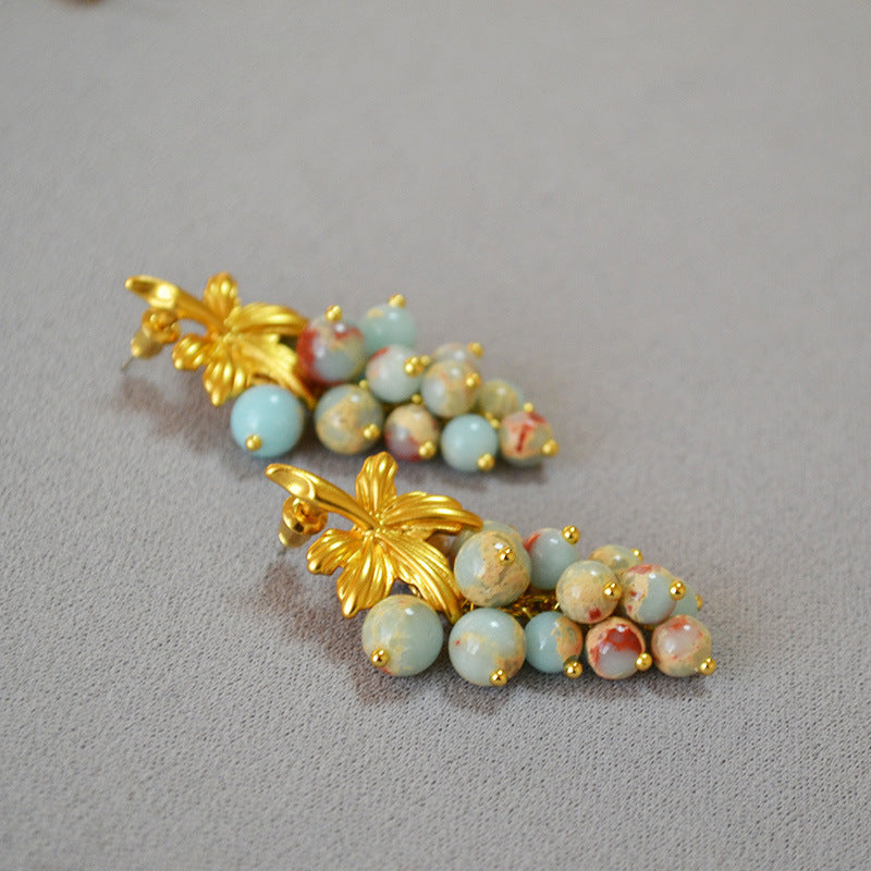 Leaves Grape Pearl French Minority Temperament Rings