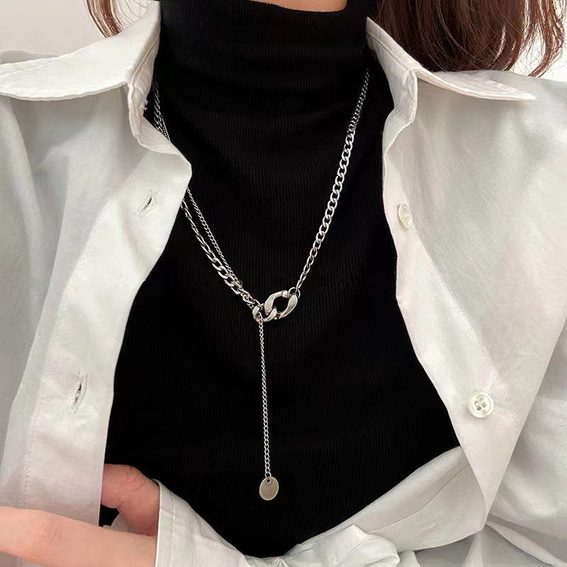 Women's Round Plate Cold Style Long Sweater Chain Hip Hop Fashion Pendants