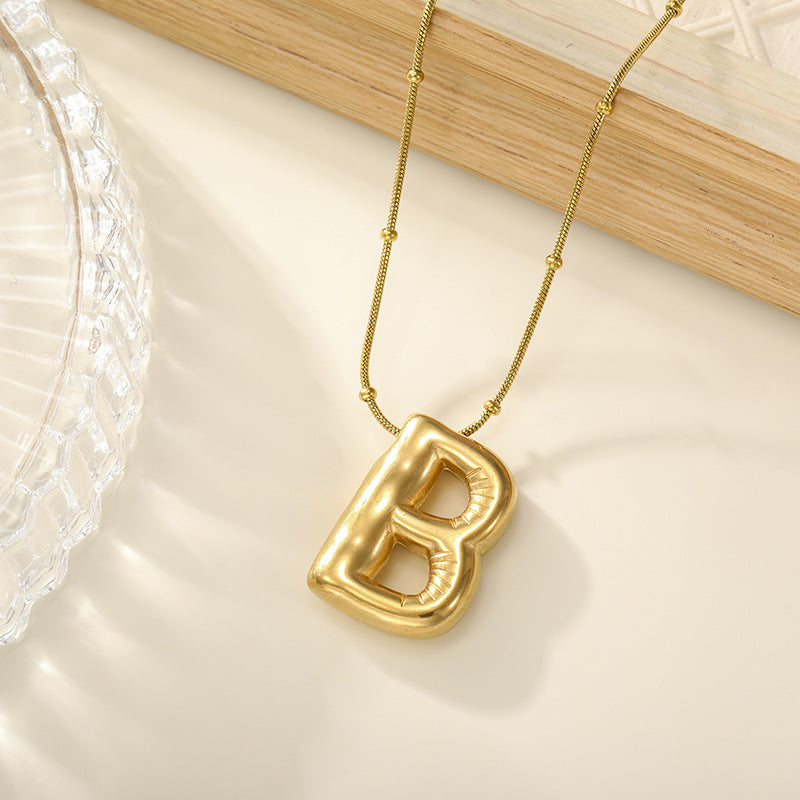 Women's Trendy Bubble Letter Colorfast Titanium Steel Design Pendants