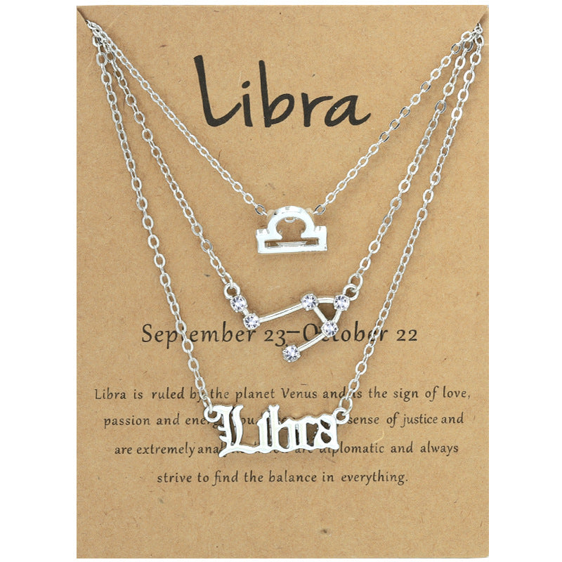 Constellations Suit Retro Alphabet Symbol Diamond Necklaces