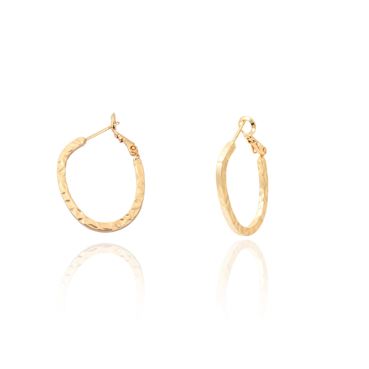 Fashion Retro Oval Hammered Simple Niche Earrings
