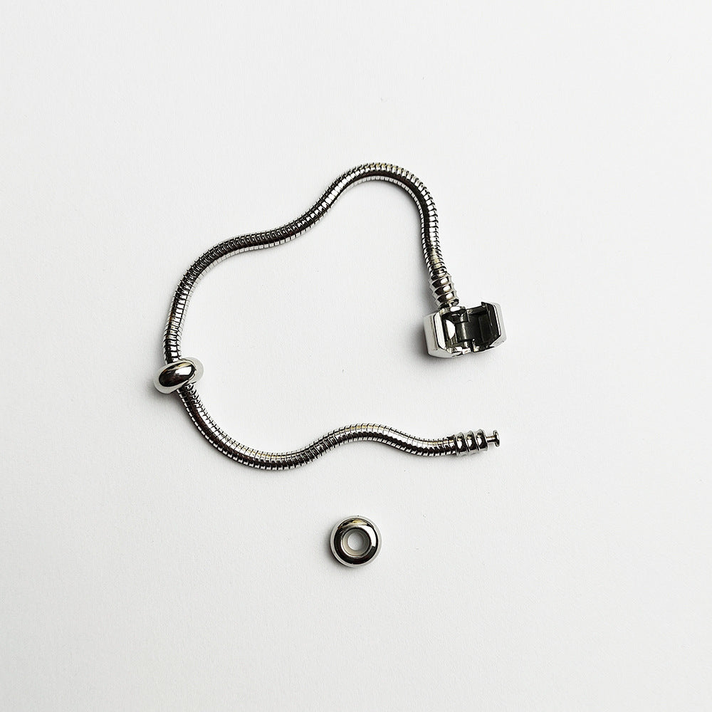 Women's & Men's Metal Stainless Steel Waterproof Colorfast Snake Bone Wear Chain Pan Bracelet