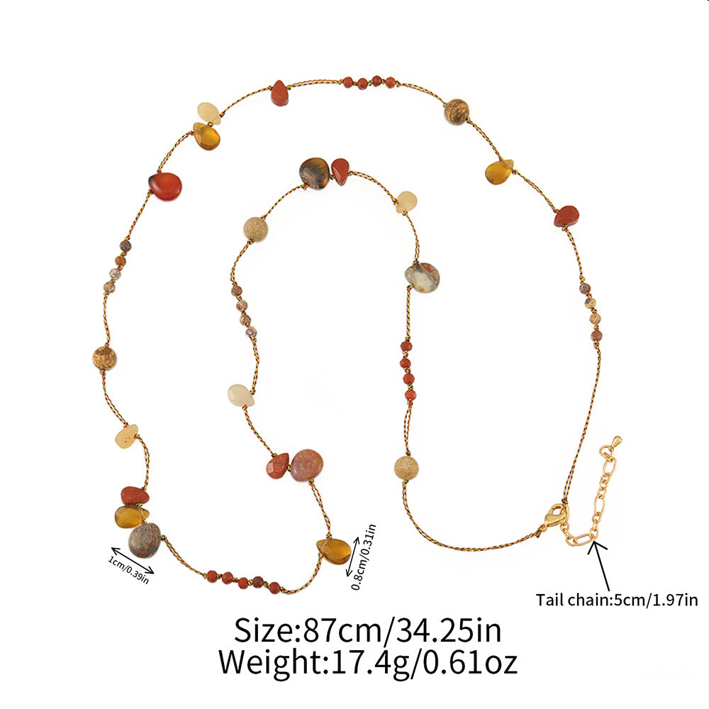 Twin Sweater Female Ethnic Natural Agate Necklaces
