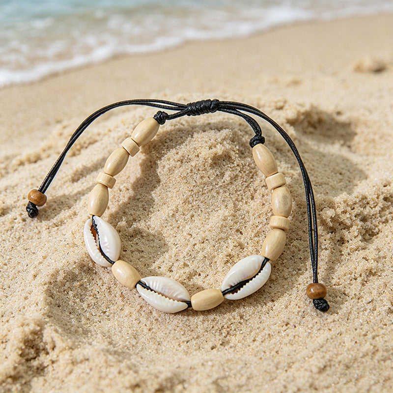 Beach Vintage Shell Bohemian Wax Line Natural Advanced Bracelet