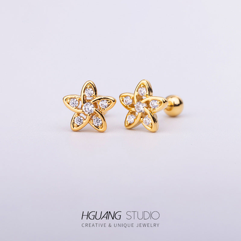 Steel Ear Bone Spider Cross Screw Twist Earrings