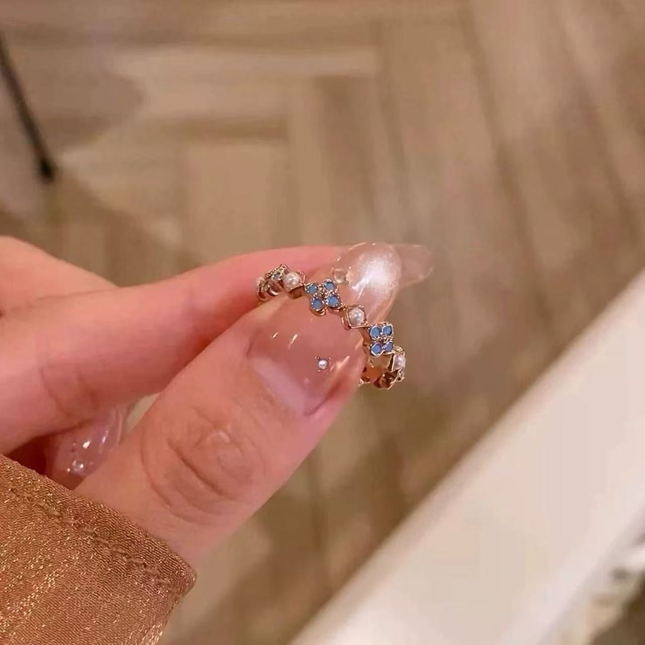 Style Turquoise Flower Exquisite Female National Affordable Luxury Fashion High Ring