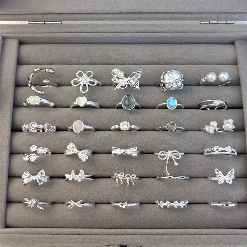 Women's Simple Pearl Butterfly Sterling Sier Special Interest Rings