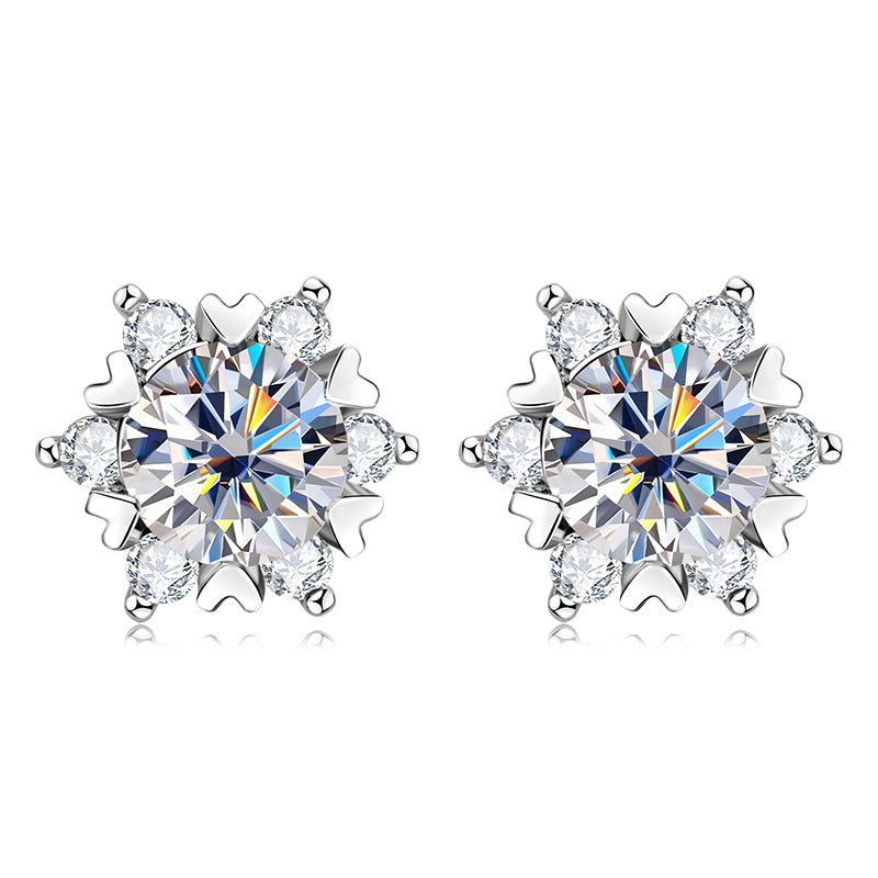 Clover Ear Color Moissanite Cute Sterling Earrings