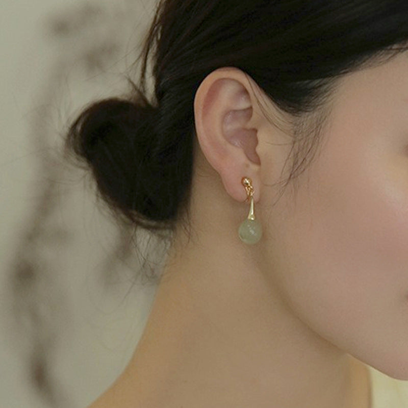 Jade Light Luxury High-grade Ear Clip Mosquito Earrings